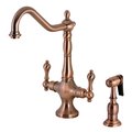 Kingston Brass KS177ALBSAC Heritage 2-Handle Kitchen Faucet W/ Brass Sprayer, Copper KS177ALBSAC